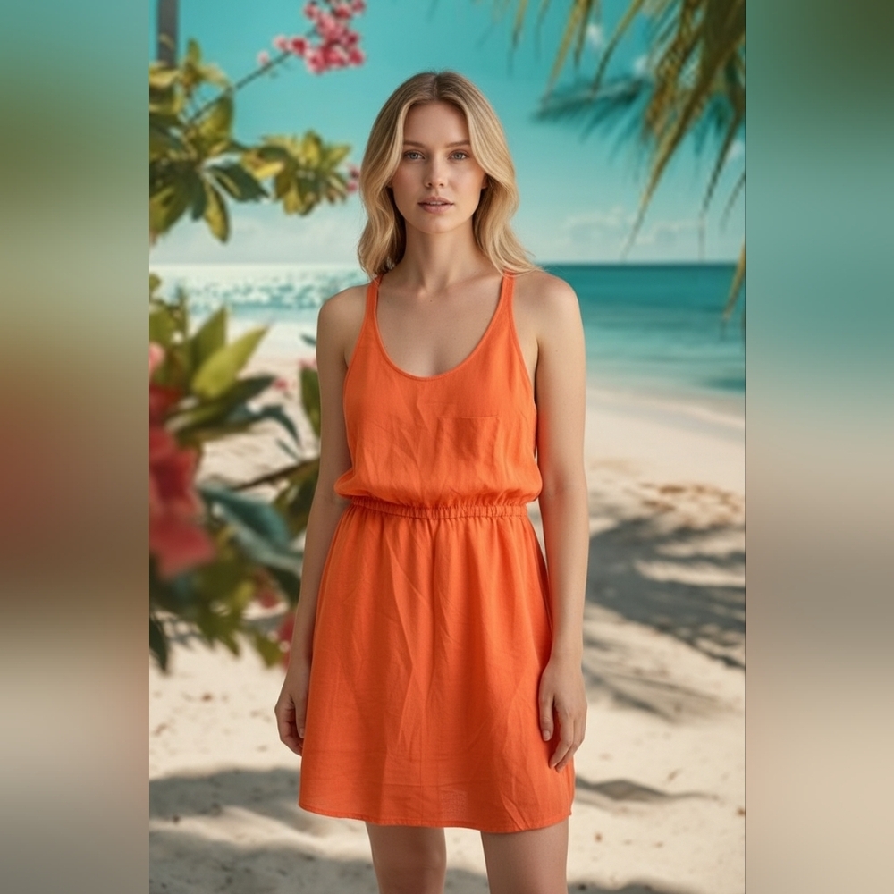 ARITZIA Wilfred Coral Orange Victoire Racerback Dress 👗